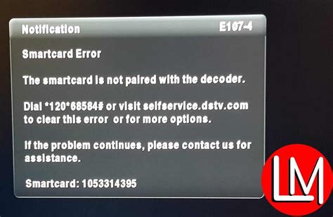 dstv smart card pairing error|DStv error codes.